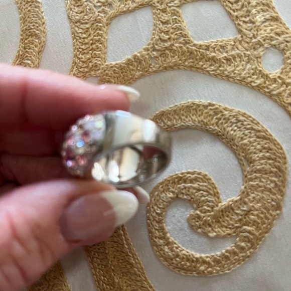 Swarovski Fully Cut Crystal Glitter Pink White Chunky Ring Size 60, US 9 - Picture 6 of 6